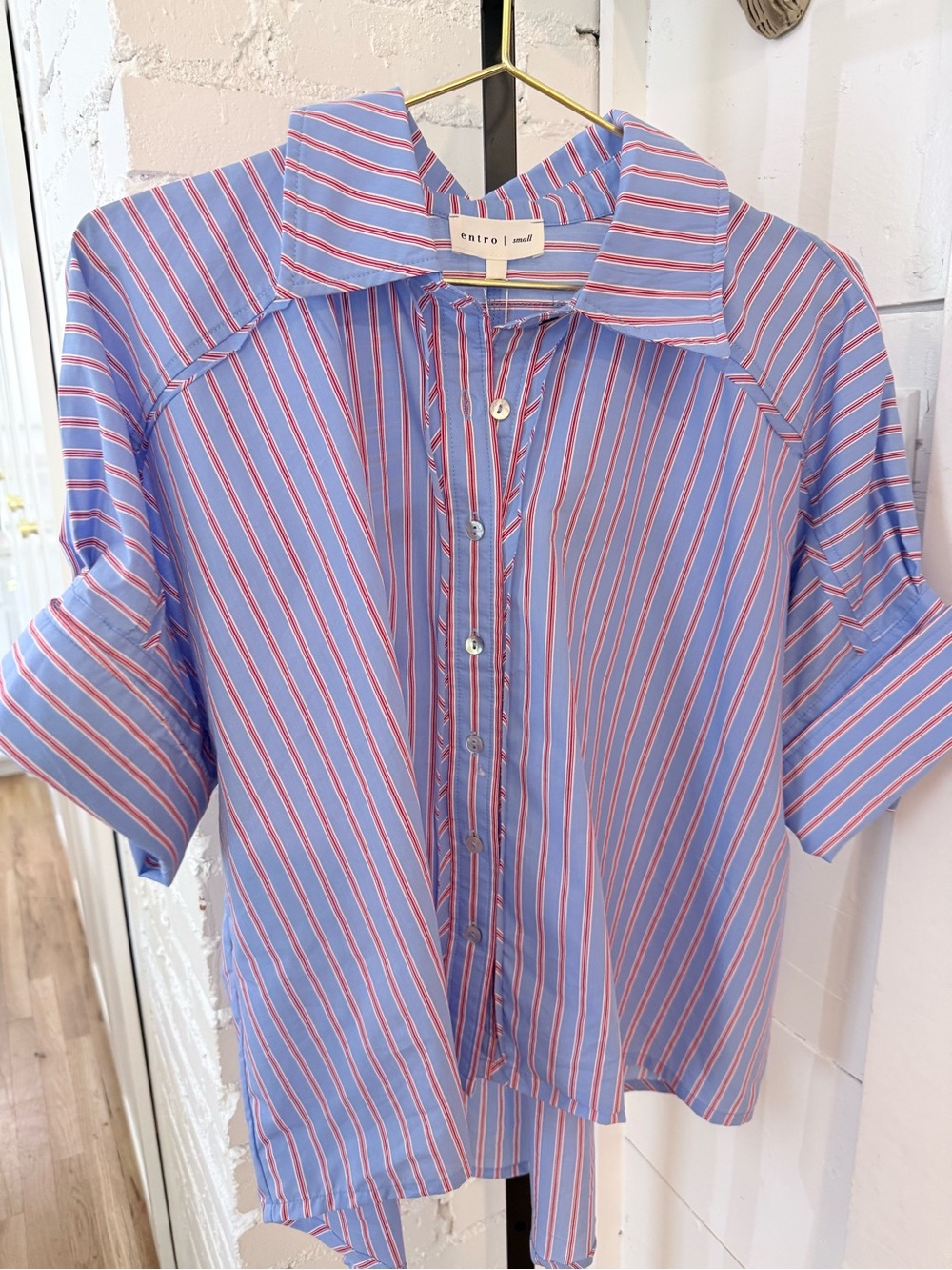 entro Blue and Pink Striped Button Down Shirt